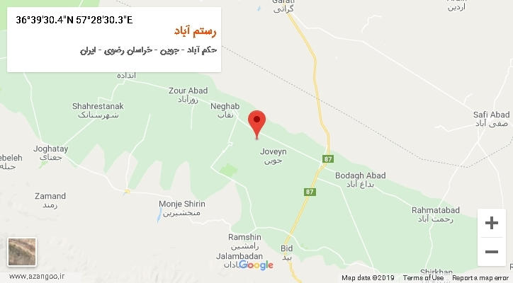 روستای رستم آباد بر روی نقشه