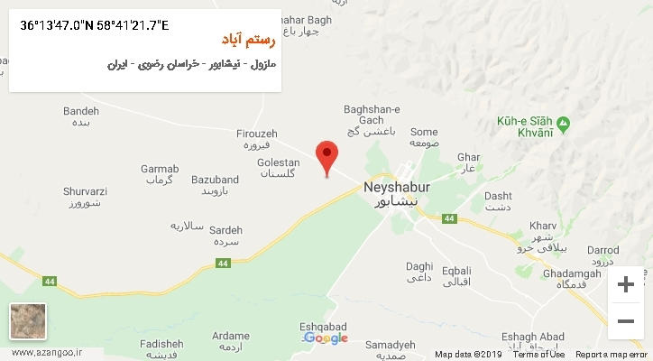 روستای رستم آباد بر روی نقشه