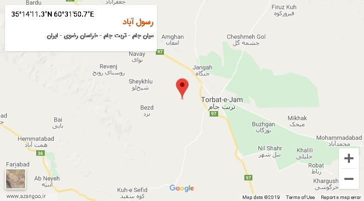 روستای رسول آباد بر روی نقشه