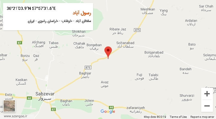روستای رسول آباد بر روی نقشه
