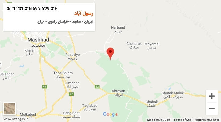 روستای رسول آباد بر روی نقشه