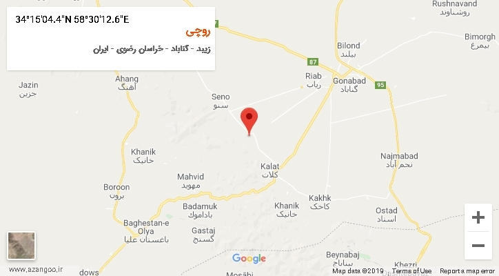 روستای روچی بر روی نقشه