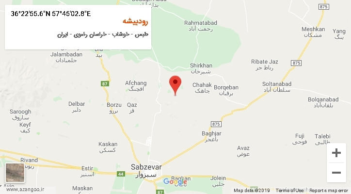 روستای رودبیشه بر روی نقشه