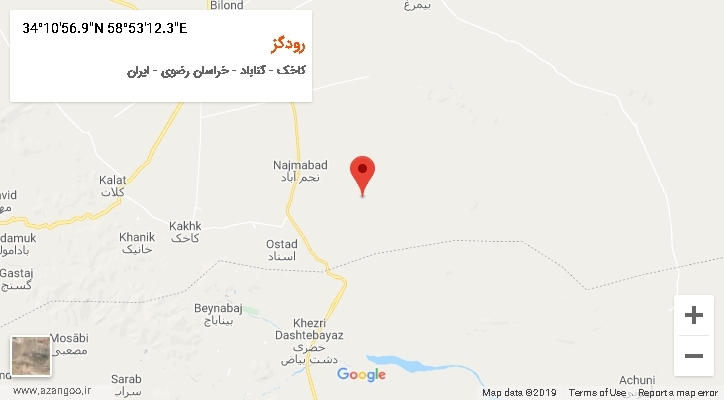 روستای رودگز بر روی نقشه