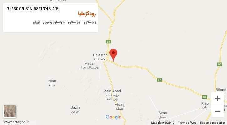 روستای رودگزعلیا بر روی نقشه