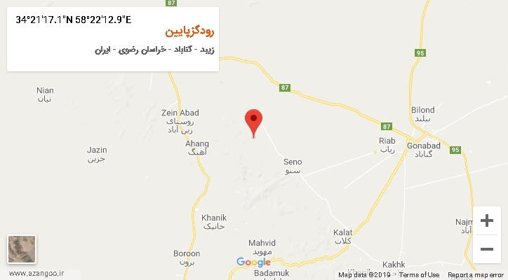 روستای رودگزپایین بر روی نقشه