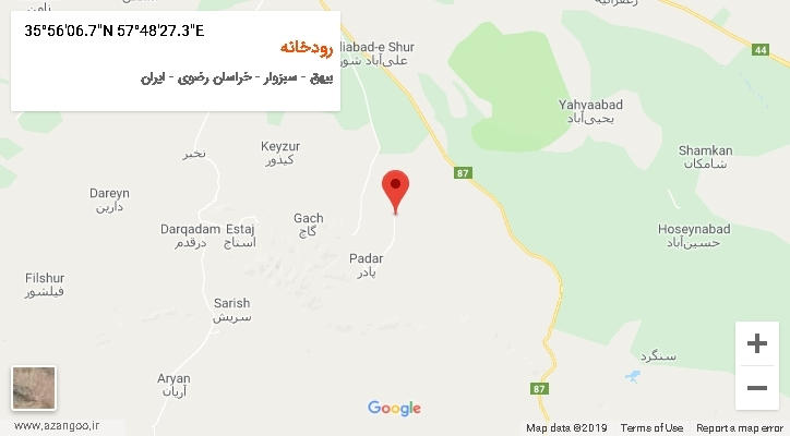روستای رودخانه بر روی نقشه