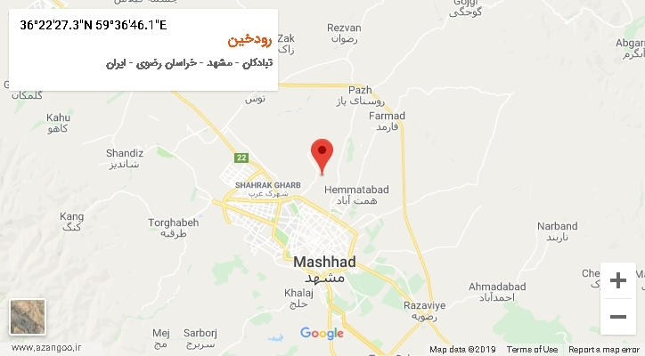 روستای رودخین بر روی نقشه