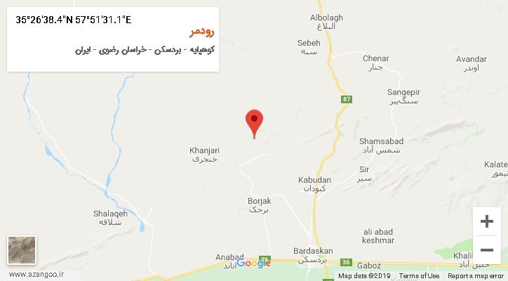 روستای رودمر بر روی نقشه