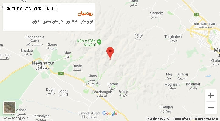 روستای رودمیان بر روی نقشه