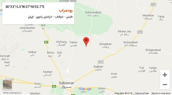 روستای رودسراب بر روی نقشه