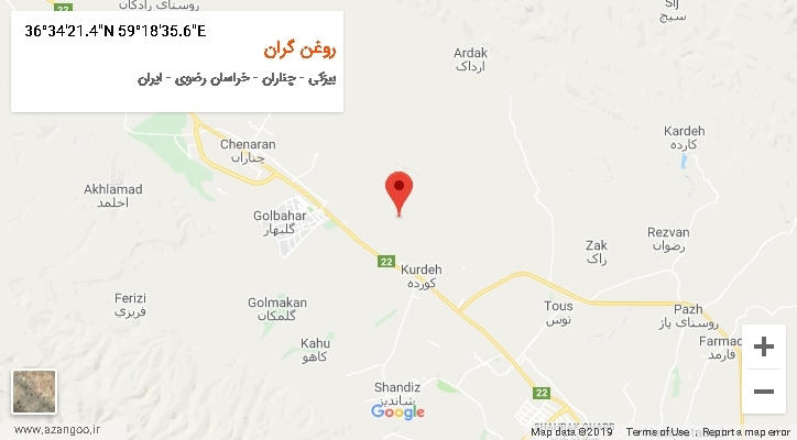 روستای روغن گران بر روی نقشه