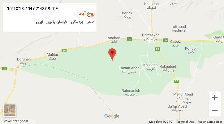 روستای روح آباد بر روی نقشه
