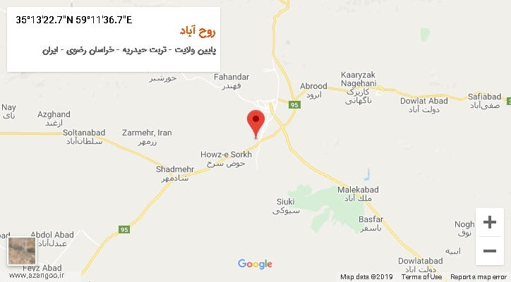 روستای روح آباد بر روی نقشه