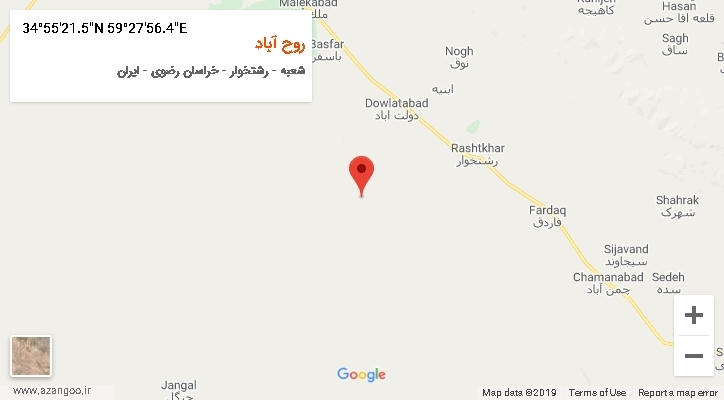 روستای روح آباد بر روی نقشه