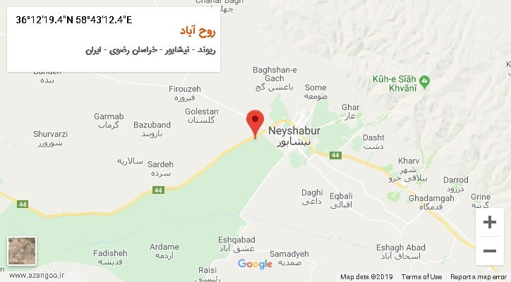 روستای روح آباد بر روی نقشه