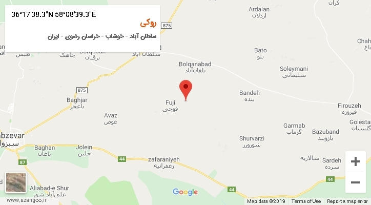 روستای روکی بر روی نقشه
