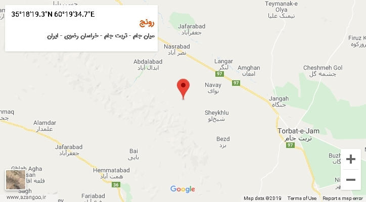 روستای رونج بر روی نقشه