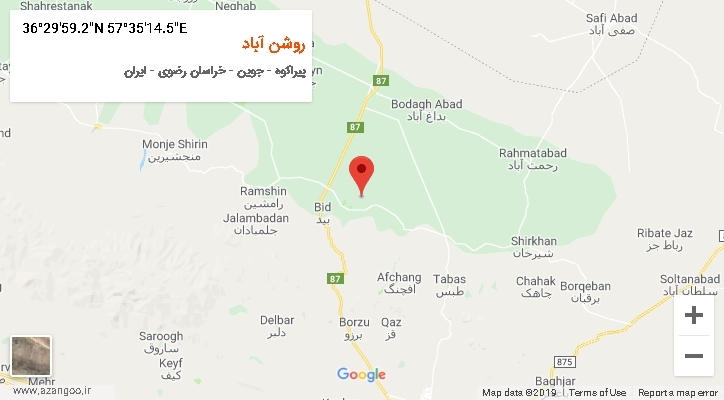 روستای روشن آباد بر روی نقشه