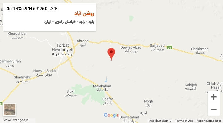 روستای روشن آباد بر روی نقشه