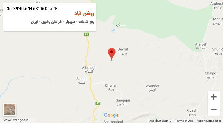 روستای روشن آباد بر روی نقشه