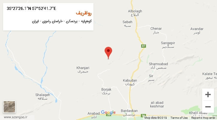 روستای روظریف بر روی نقشه