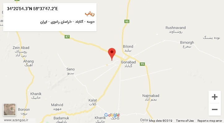 روستای ریاب بر روی نقشه