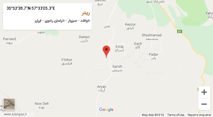 روستای ریدر بر روی نقشه
