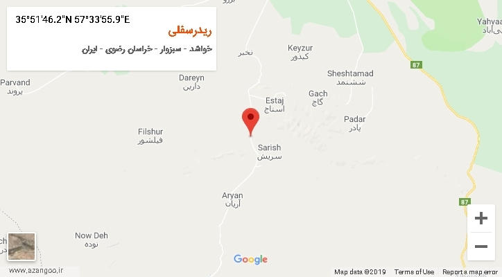 روستای ریدرسفلی بر روی نقشه