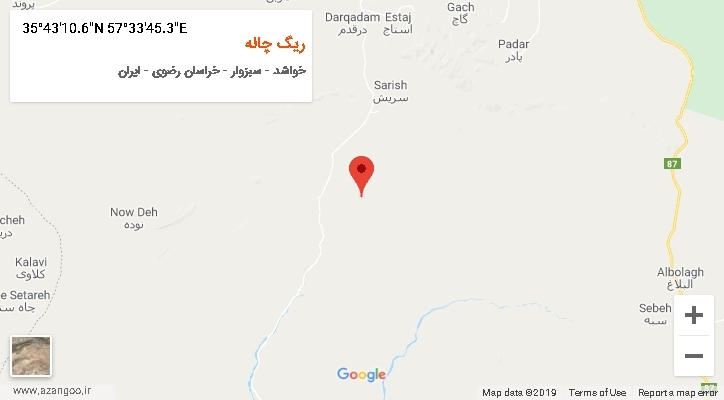 روستای ریگ چاله بر روی نقشه