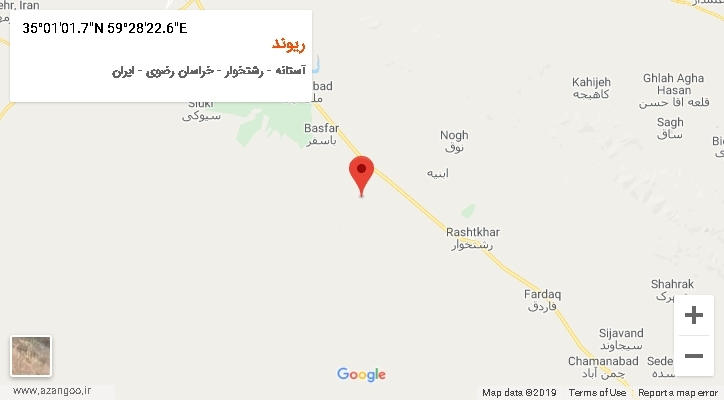 روستای ریوند بر روی نقشه