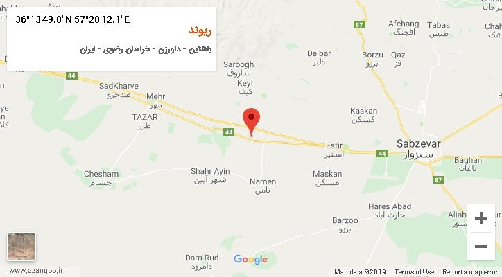 روستای ریوند بر روی نقشه