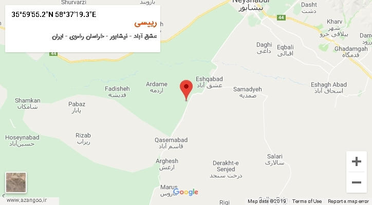 روستای رییسی بر روی نقشه