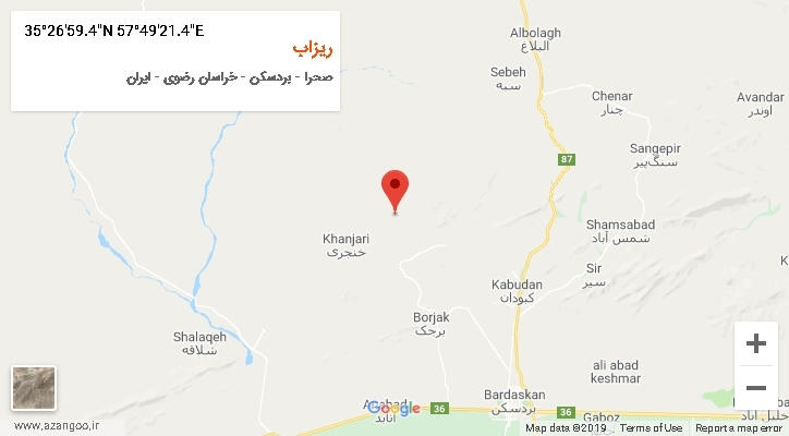 روستای ریزاب بر روی نقشه