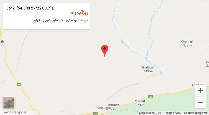 روستای ریزآب راه بر روی نقشه