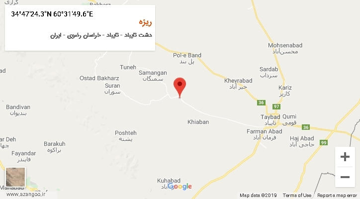روستای ریزه بر روی نقشه