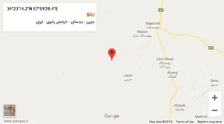 روستای ریزو بر روی نقشه
