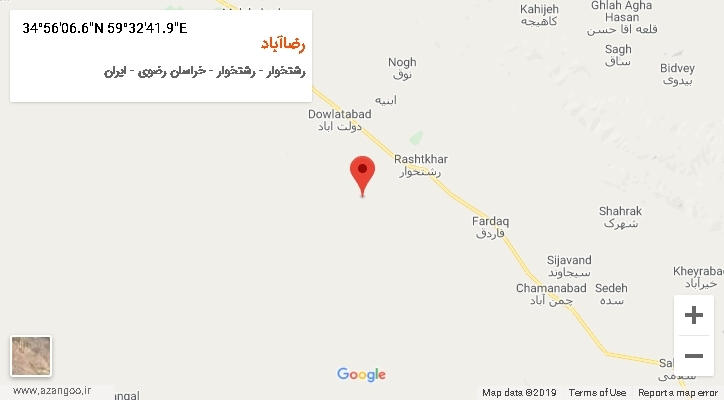 روستای رضاآباد بر روی نقشه
