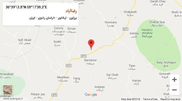 روستای رضاآباد بر روی نقشه