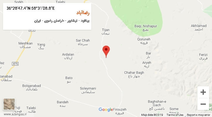 روستای رضاآباد بر روی نقشه