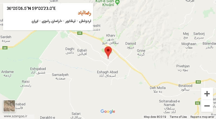 روستای رضاآباد بر روی نقشه