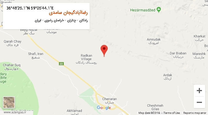روستای رضاآبادگیجان سامدی بر روی نقشه