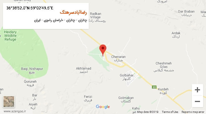 روستای رضاآبادسرهنگ بر روی نقشه