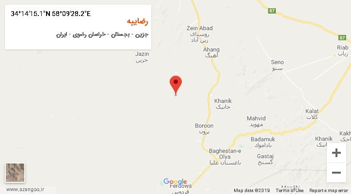 روستای رضاییه بر روی نقشه