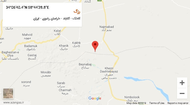 روستای رزگ بر روی نقشه