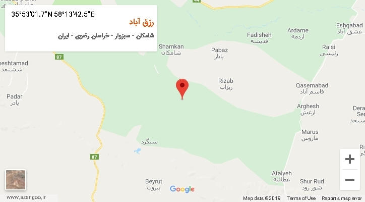 روستای رزق آباد بر روی نقشه