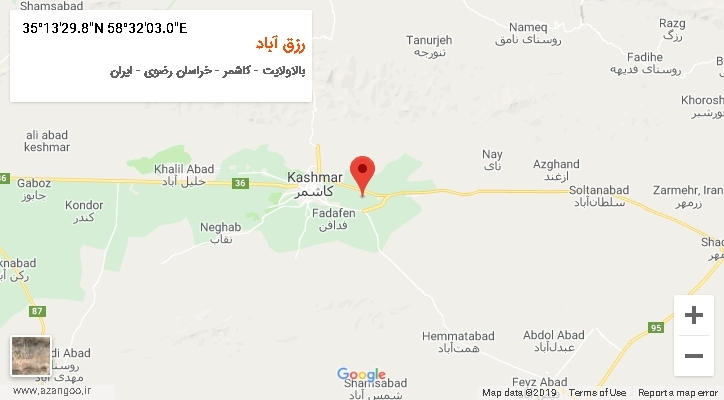 روستای رزق آباد بر روی نقشه