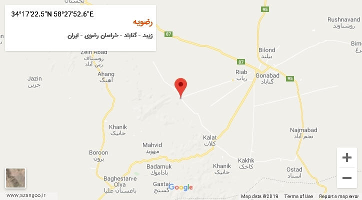 روستای رضویه بر روی نقشه