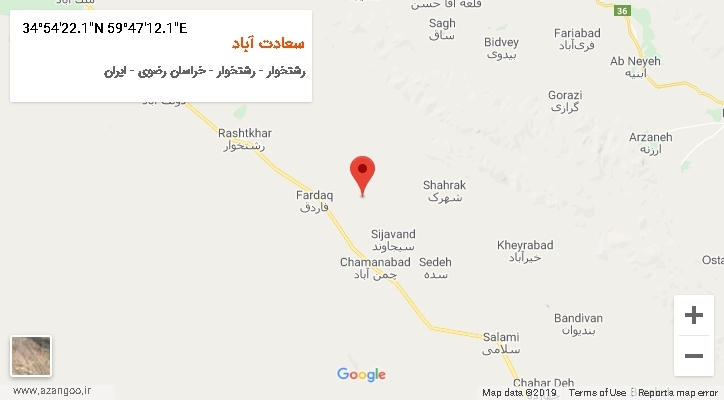 روستای سعادت آباد بر روی نقشه