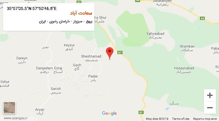 روستای سعادت آباد بر روی نقشه